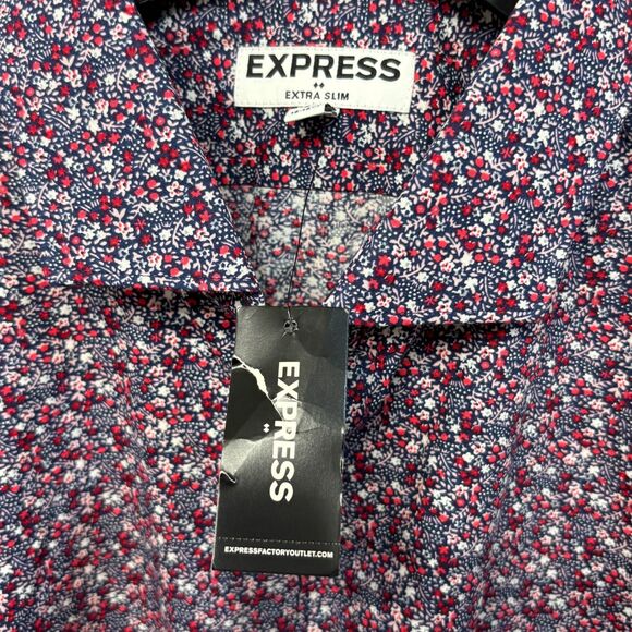 NWT Express Men Extra Slim Fit Button Shirt Top Size Large Floral C025 -10 - Picture 6 of 16